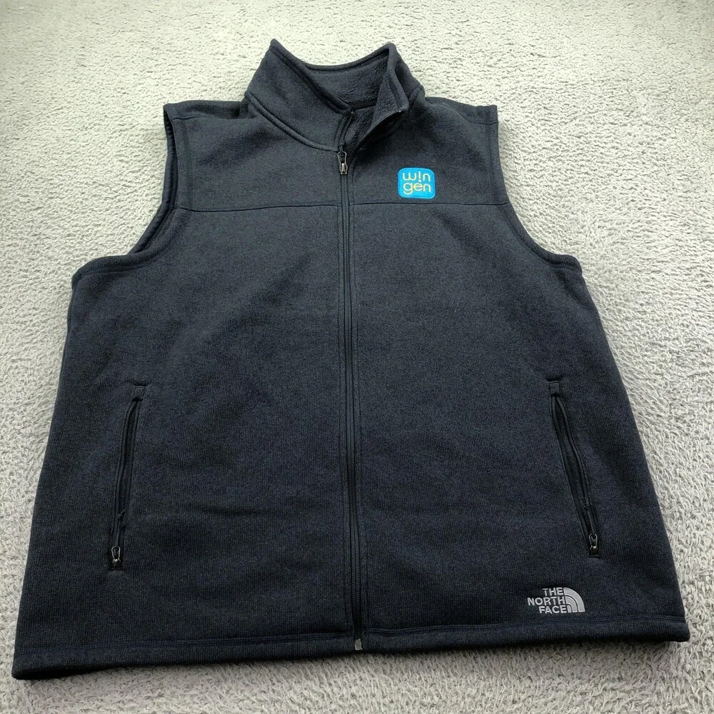 The North Face Vest Mens 2XL Gray Fleece Full Zip WinGen Logo Outdoor Hiking